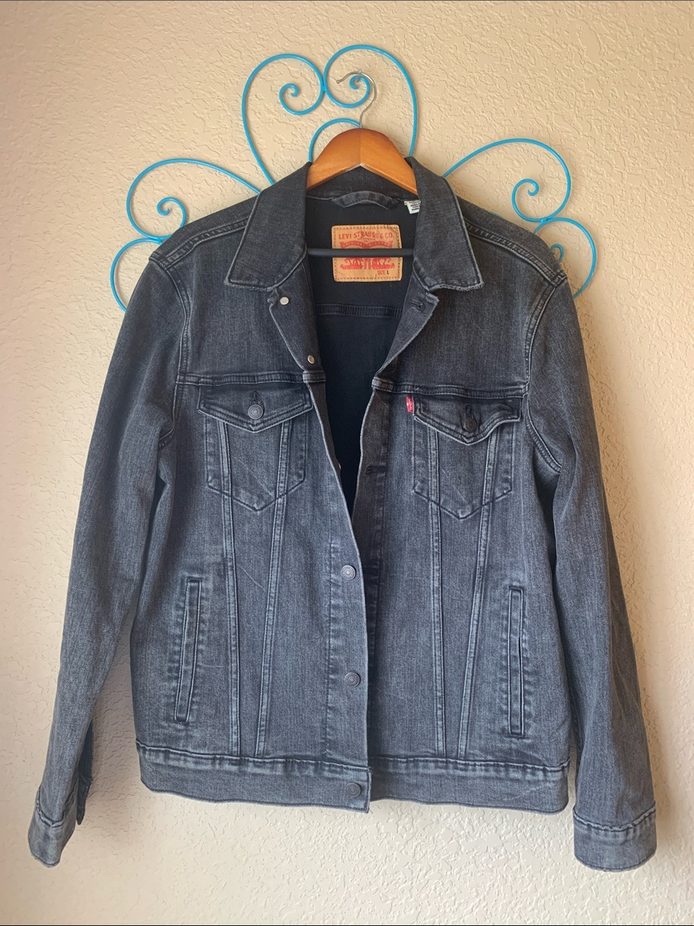 Levi's Black Wash Denim Jacket with Red Tab